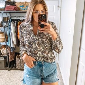 Vintage 💠 Paisley Retro Waffle Button Up Shirt